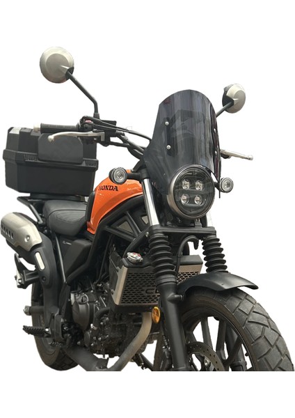 Honda cl 250 Uyumlu Navigasyon Barlı Füme Retro Tur Camı - Siperlik