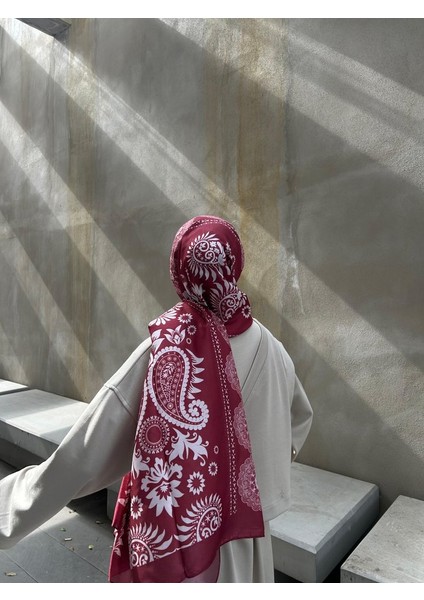 Pamuklu Soft Arya Desen Şal-Bordo