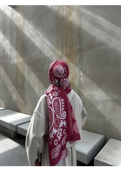 Pamuklu Soft Arya Desen Şal-Bordo