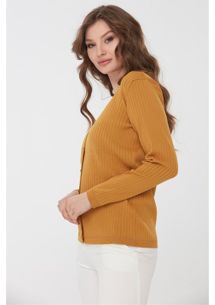 Kadın Simli Triko Yazlık Hırka Hardal fırsatları