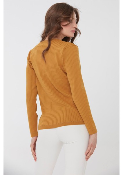 Kadın Simli Triko Yazlık Hırka Hardal indirimleri