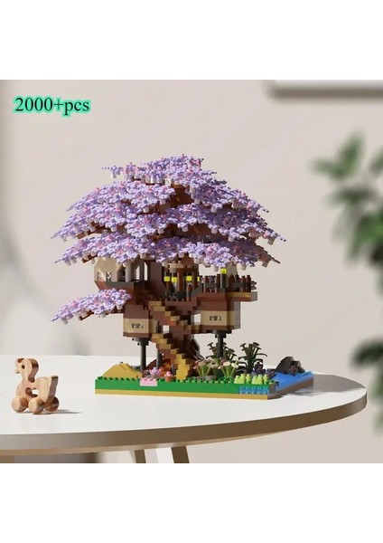 Dıy Mor Romantik Kiraz Çiçeği Çiçek Pembe Ağacı Ev Tren Meclisi Yapı Taşları Kilitar Model Tuğlalar Kidscolor Için Oyuncaklar: M2108 Işık Yok (Yurt Dışından)