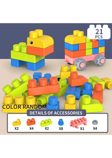 Yeni Yükseltilmiş Erken Eğitim Bulmaca Montaj Oyuncak, Çiğnenebilir ve Haşlanmış Büyük Yumuşak Kauçuk Yapı Taşı, Dıy Büyük Boy Oyuncak, Thancolor: Mavi Araba 21PCS (Yurt Dışından)