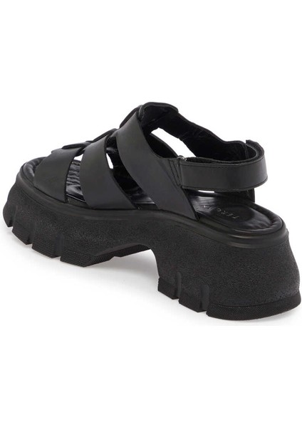 Siyah Hakiki Deri Kadın Sandalet - K24Y1SN67154-A23 fiyatları
