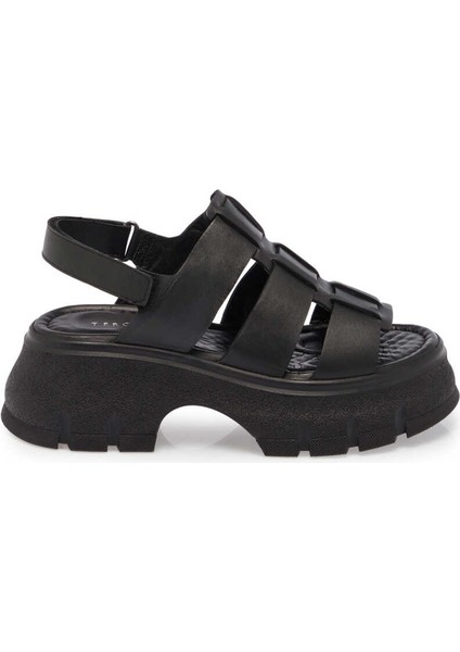 Siyah Hakiki Deri Kadın Sandalet - K24Y1SN67154-A23 modelleri