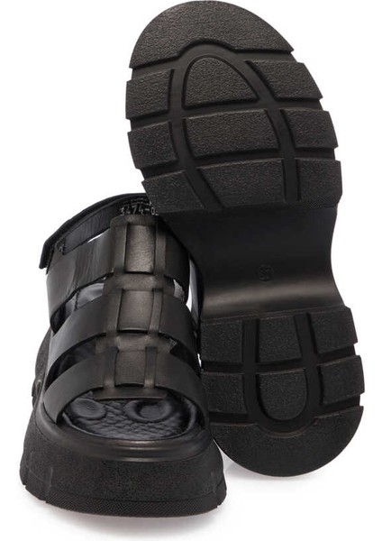Siyah Hakiki Deri Kadın Sandalet - K24Y1SN67154-A23 fırsatları