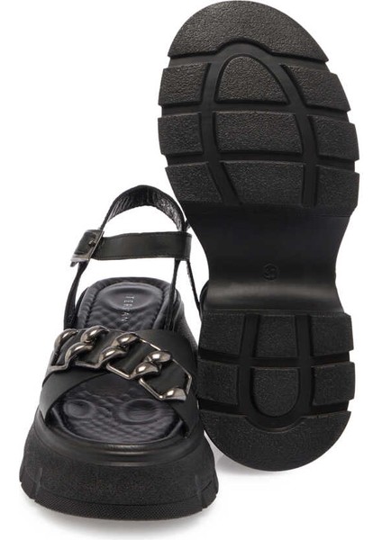 Siyah Hakiki Deri Kadın Sandalet - K24Y1SN67155-A23 fırsatları