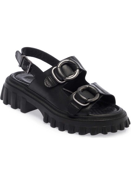Siyah Hakiki Deri Kadın Sandalet - K24Y1SN67160-A23 fiyatları