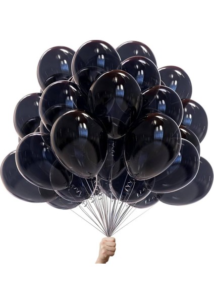 Metalik Balon Siyah 10 Adet