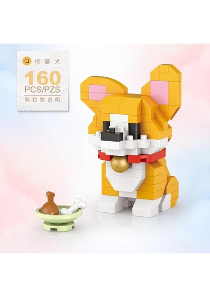 Yeni Sevimli Hayvanlar Aslan Corgi Yunus Hamster Tavşan Köpek Kedileri Balık Tankları Yapı Taşları Kiti Kız Tuğlalar Model Çocuk Oyuncak Childrencolor: 160PCS (Yurt Dışından)