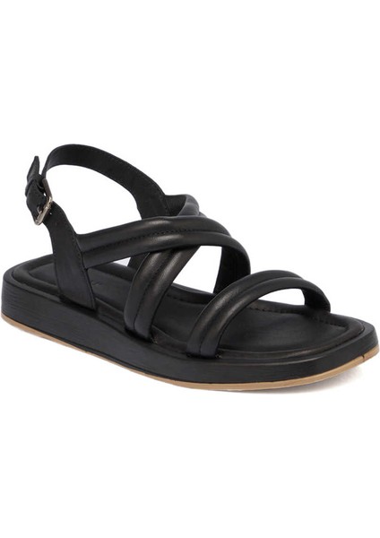 Siyah Hakiki Deri Kadın Sandalet - K24Y1SN67420-A23