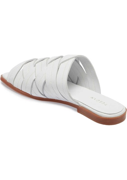 Beyaz Hakiki Deri Kadın Terlik - K24Y1TR67421-A26 fiyatları