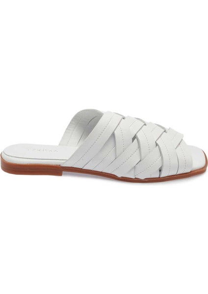 Beyaz Hakiki Deri Kadın Terlik - K24Y1TR67421-A26 modelleri