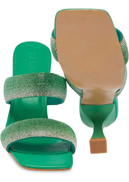 Yeşil Deri-Vegan Kadın Terlik - K24Y1TR67431-G81 fırsatları