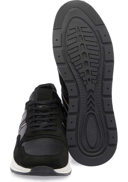 Siyah Hakiki Deri Erkek Sneaker - E24I1AY56913-A64