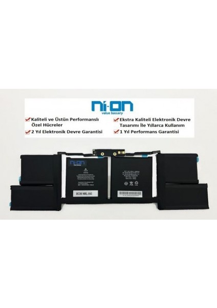 Nion Apple MacBook Pro 15 Inch MV902LL/A Uyumlu Notebook Batarya - Pil