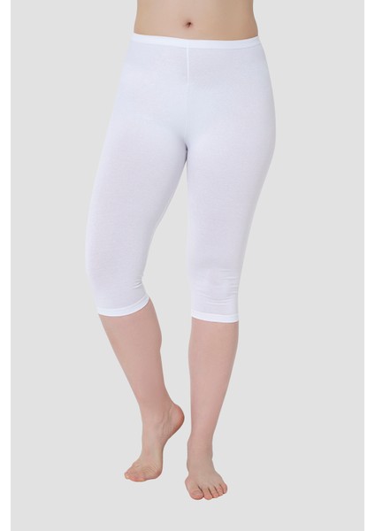 Kadın Beyaz Likra Kapri 2'li Set modelleri