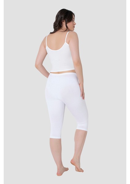 Kadın Beyaz Likra Kapri 2'li Set fırsatları