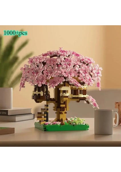 Dıy Mor Romantik Kiraz Çiçeği Çiçek Pembe Ağacı Ev Tren Meclisi Yapı Başları Klasik Model Tuğlalar Çocuklar Için Toys Renk: M3079 Küçük Işık (Yurt Dışından)