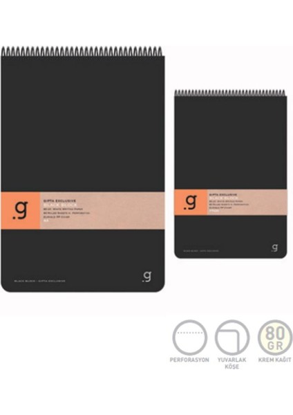 Black Block 17X24 Pp Kapak Spiralli Bloknot Kareli 80 Yp 6965