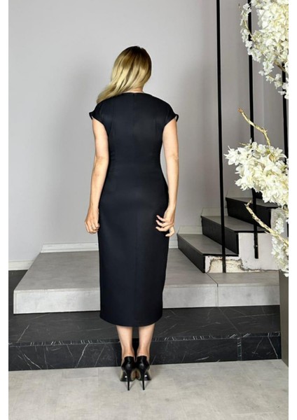 G1405 Çiçek Desen Tasarım Elbise Siyah modelleri