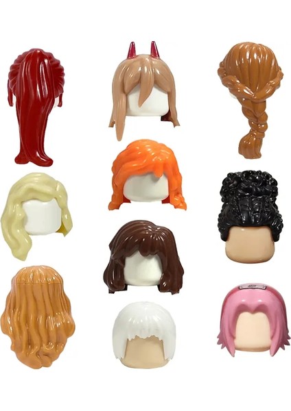 Kt Min Yapı Taşları Kızın Kıvırcık Saç Aksesuarları Moc Tuğlalar Setleri Figürler Saç Çocuk Oyuncakları Renk: Set D 10PCS (Yurt Dışından)