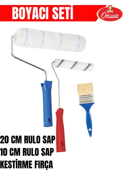 Boyacı Seti 20CM Iç Dış Rulo Sap + 10CM Iç Dış Rulo Sap + Kestirme Fırçası