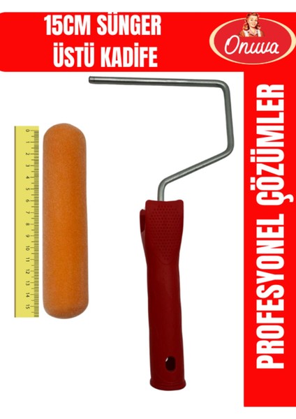 15 cm Sünger Üstü Kadife Rulo + Sap