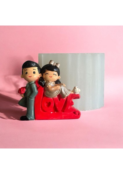 Sevgili Çift ve Aşk Yazısı Silikon Kalıp
