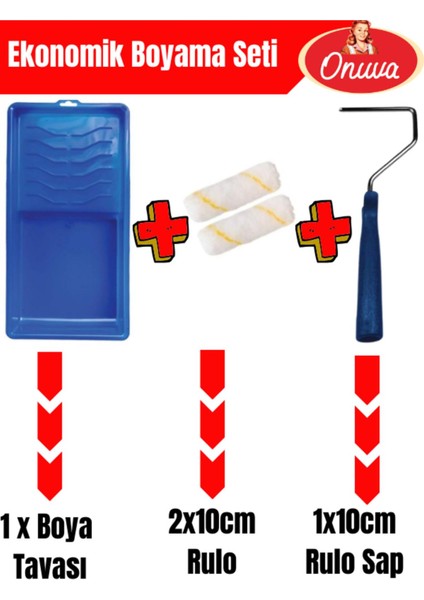 Ekonomik Boyacı Seti 2 Adet 10CM Rulo,sap,boyama Tavası