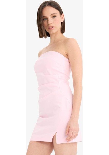 Coool Bodycon Vücudu Saran Straplez Mini Elbise C6342AX25SM