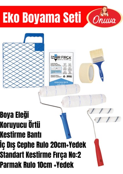 8 Parça Boyacı Seti | Rulo,fırça,bant,koruyucu Örtü,boya Izgarası,parmak Rulo,yedek Rulo