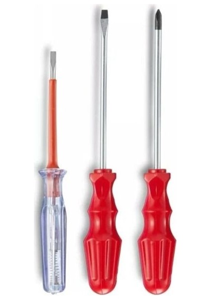 Kontrol Kalemi Yıldız ve Düz Tornavida Tamirci Seti 3'lü Set