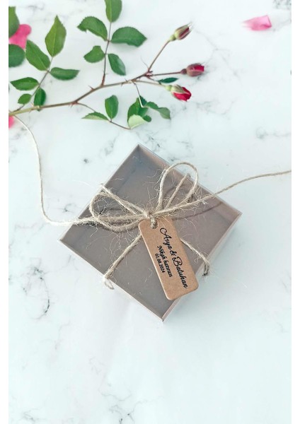 Kişiye Özel Etiket - Düğün-Nişan- Nikah Etiketi - 100 Adet Kraft Etiket ( 2 x 5 Cm)