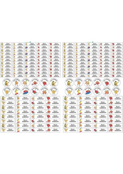 Isim Baskılı Defter Kalem Okul Etiketi ( 198 Adet Sevimli Meyveler Temalı ) modelleri