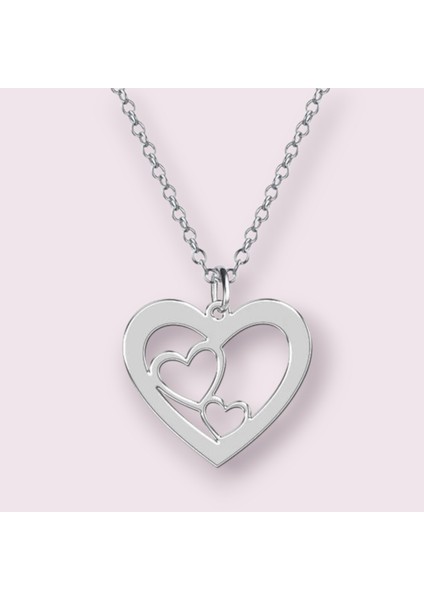 Kadınlara Özel Kalp Motifli 925 Ayar Gümüş Plakalı KOLYE-409KOLYE-GÜMÜŞ