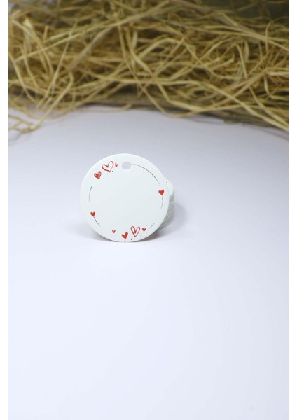 Kalp Baskılı Etiket / Etiketi -100 Adet (5 Cm)