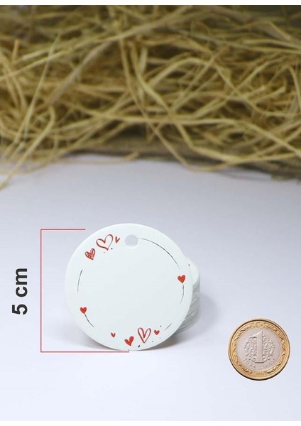 Kalp Baskılı Etiket / Etiketi -100 Adet (5 Cm) indirimleri