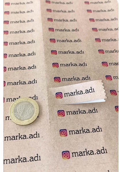 Kişiye Özel Etiket -144 Adet Kraft Sticker - Marka Etiketi (1,8 x 5.5 Cm) fırsatları