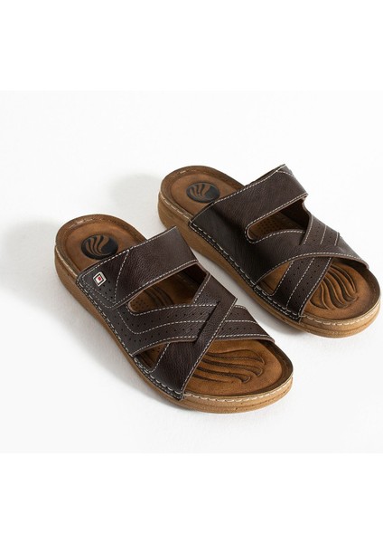 Erkek Deri () Ortopedik Cırtlı Ayarlanabilen Dikişli Rahat Şık Dışarı Içeri Erkek Terliği