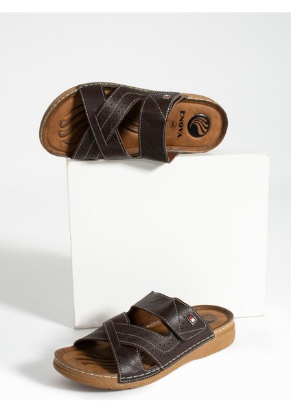 Erkek Deri () Ortopedik Cırtlı Ayarlanabilen Dikişli Rahat Şık Dışarı Içeri Erkek Terliği modelleri