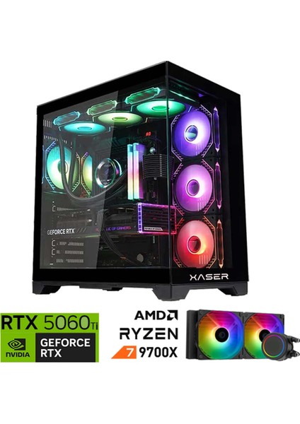 Lexus X460 Ryzen 7 9700X 16GB Ddr5 Ram 1tb M.2 Nvme SSD 8gb RTX5060 Ti Sıvı Soğutmalı Oyuncu Bilgisayar