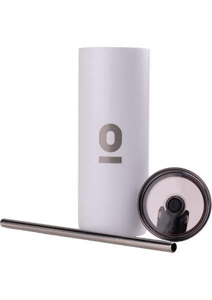 Paslanmaz Çelik Şeffaf Kapaklı Beyaz Mug Termos 600 ml No:84