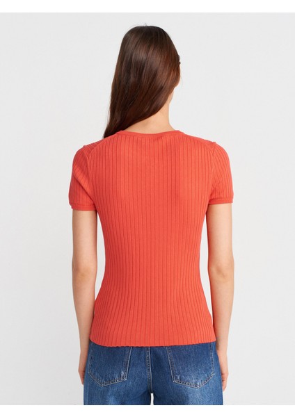 10756 Bisiklet Yaka Düğmeli Triko Bluz-A.kırmızı fiyatları