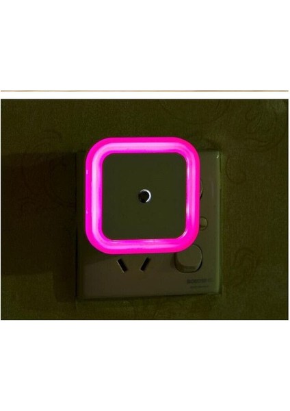 Fotoselli LED Gece Lambası, Pembe Renk Sensörlü Gece Lambası, 1 Watt Pembe Renk LED Gece Lambası