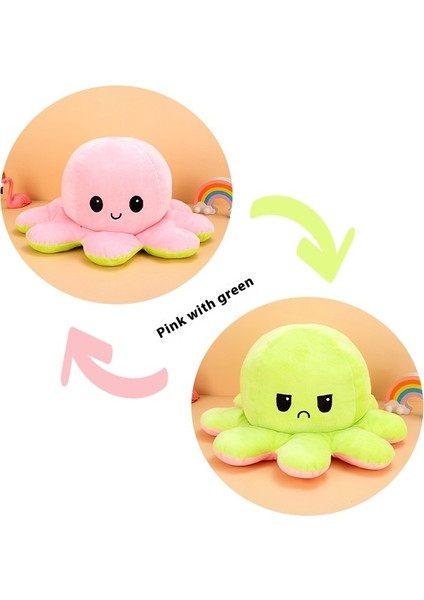 30 cm Çift Taraflı Çevirme Yüz Değiştirme Ahtapot Peluş Oyuncak Bebek Bebek Yastık Hediye (Yurt Dışından)