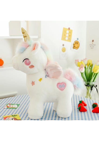 25 cm Tek Boynuzlu At Peluş Oyuncak Bebek Yastık Hediye (Yurt Dışından)