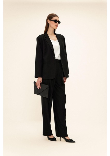 Mono Yaka Oversize Blazer Ceket Siyah 8262 fırsatları