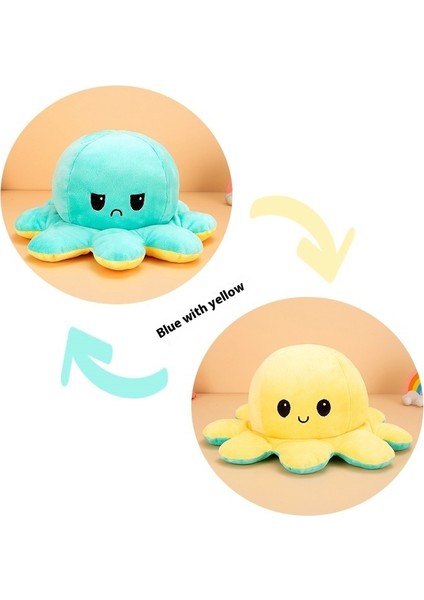 20 cm Ters Çevrilebilir Yüz Değiştiren Ahtapot Peluş Oyuncak Bebek Bebek Yastık Hediye (Yurt Dışından)