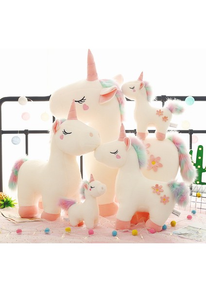 50 cm Tek Boynuzlu At Peluş Oyuncak Bebek Yastık Hediye (Yurt Dışından)